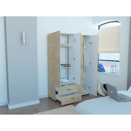 Closet Ankora Rovere 120 cm con Cuatro Puertas y Dos Cajones - Closets | Bylmo