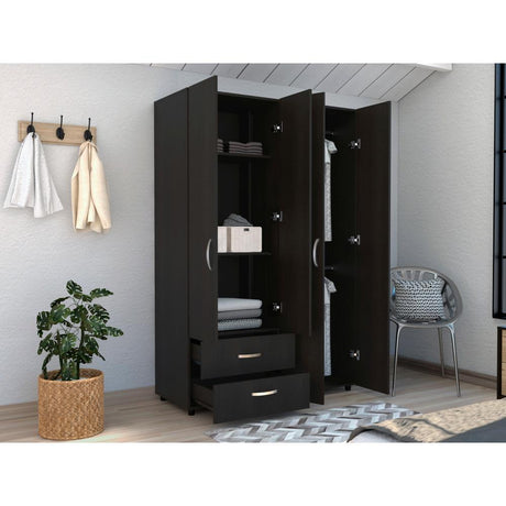 Closet Ankora Wengue 120 cm con Cuatro Puertas y Dos Cajones - Closets | Bylmo