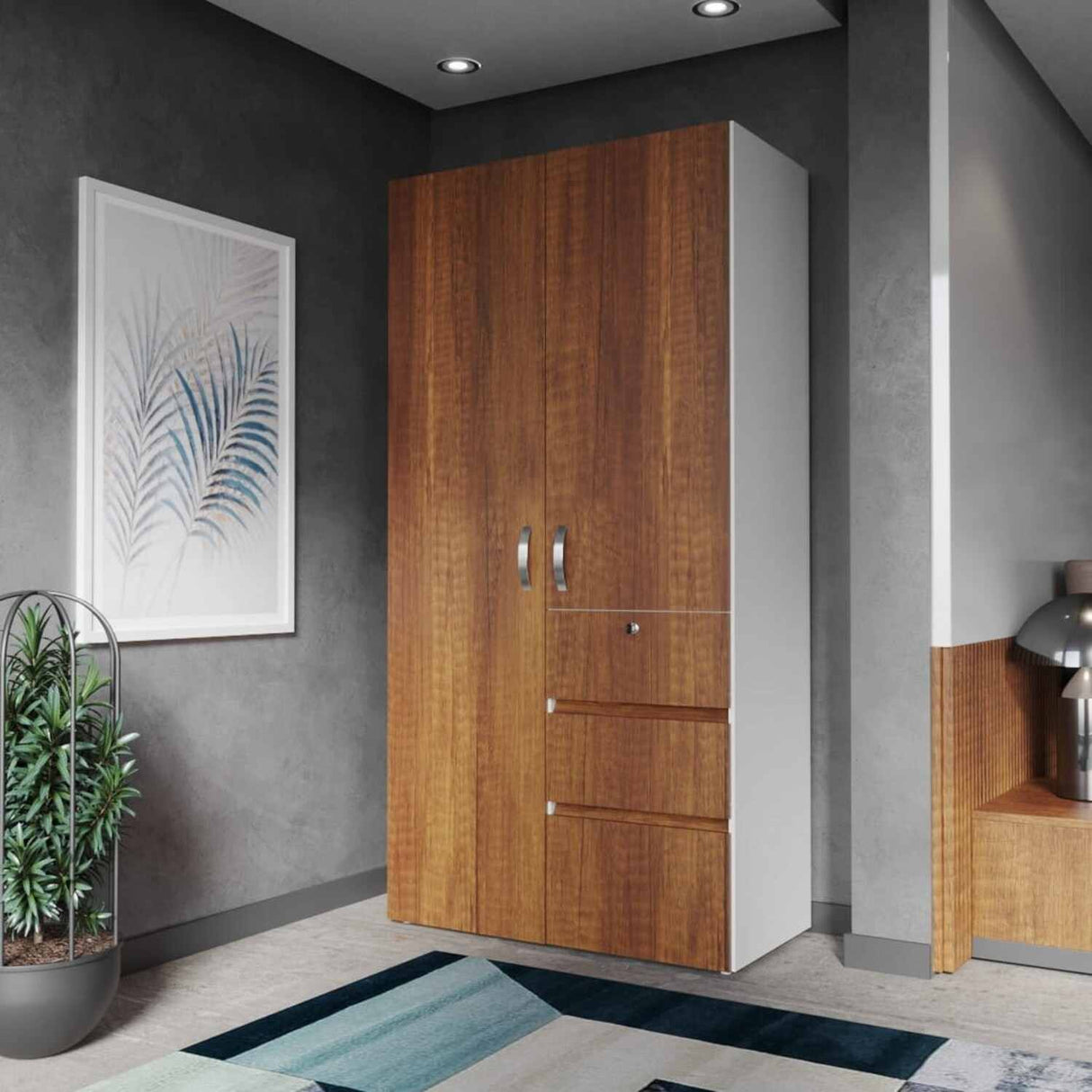 Closet Aquiles Caramelo 100x198cm con 2 Cajones con 2 Entrepaños - Closets | Bylmo