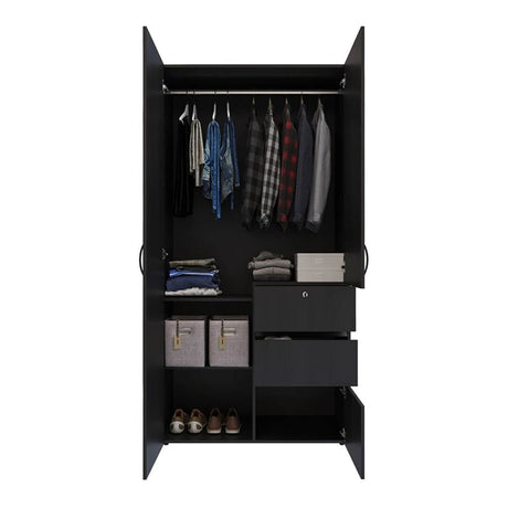 Closet Aquiles Wengue 100x198cm con 2 Cajones con 2 Entrepaños - Closets | Bylmo