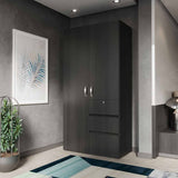 Closet Aquiles Wengue 100x198cm con 2 Cajones con 2 Entrepaños - Closets | Bylmo