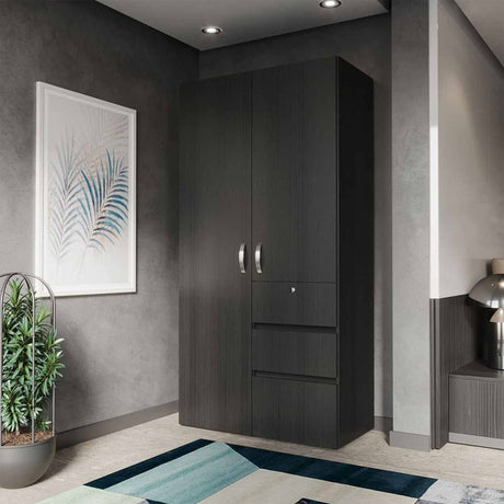 Closet Aquiles Wengue 100x198cm con 2 Cajones con 2 Entrepaños - Closets | Bylmo