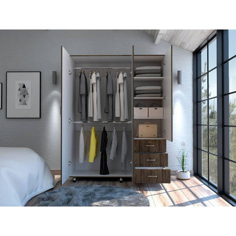 Closet Arizona Coñac 140 cm con Tres Puertas y Tres Cajones - Closets | Bylmo