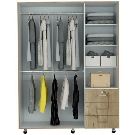 Closet Arizona Duna y Blanco 140x183cm con 3 Cajones con 3 Entrepaños - Closets | Bylmo