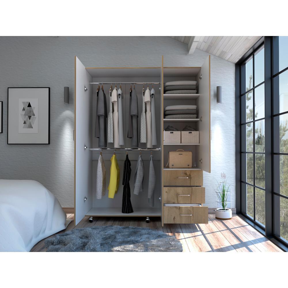 Closet Arizona Duna y Blanco 140x183cm con 3 Cajones con 3 Entrepaños - Closets | Bylmo