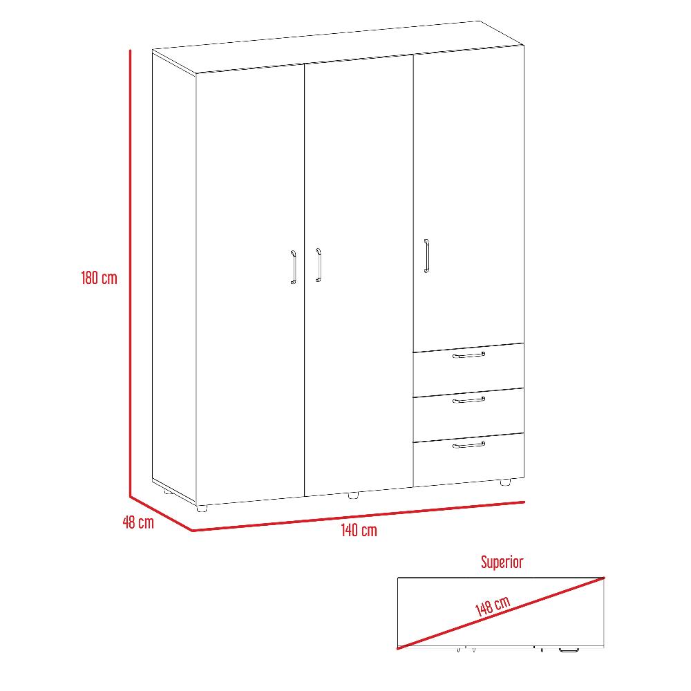 Closet Arizona Duna y Blanco 140x183cm con 3 Cajones con 3 Entrepaños - Closets | Bylmo