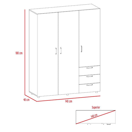 Closet Arizona Duna y Blanco 140x183cm con 3 Cajones con 3 Entrepaños - Closets | Bylmo