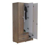 Closet Armario AM20223 Amareto y Blanco 92 cm con Dos Puertas y Dos Cajones - Closets | Bylmo