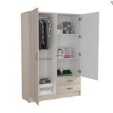 Closet Armario AM21423 Arena y Blanco 124 cm con Dos Puertas y Dos Cajones - Closets | Bylmo