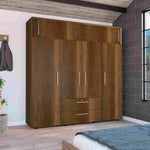 Closet Armario Luque Caramelo 200 cm con Cajones, Puerta y Colgadero