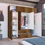 Closet Armario Luque Caramelo 200 cm con Cajones, Puerta y Colgadero