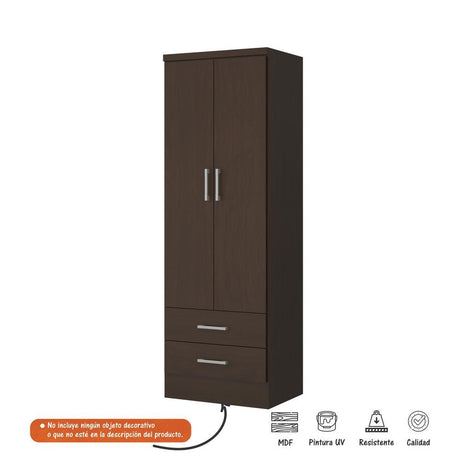 Closet Samsun Chocolate 60 cm con Dos Puertas y Dos Cajones - Closets | Bylmo