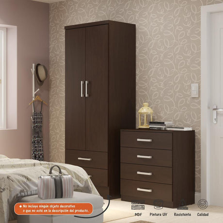 Closet Samsun Chocolate 60 cm con Dos Puertas y Dos Cajones - Closets | Bylmo