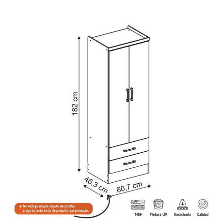 Closet Samsun Chocolate 60 cm con Dos Puertas y Dos Cajones - Closets | Bylmo