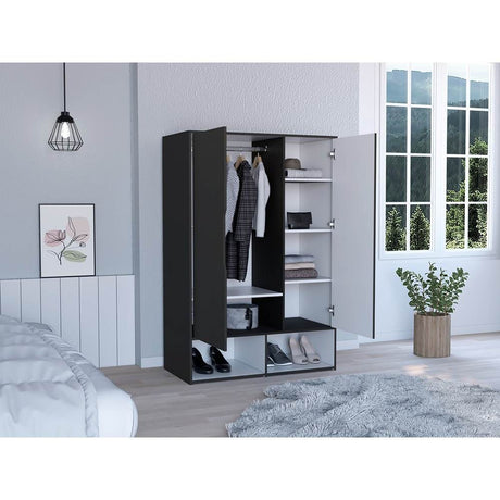 Closet Armario Wengue 100 cm con Zapatero y Percheros - Closets | Bylmo