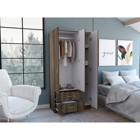 Closet Austral Coñac 90x180cm con 2 Cajones con 3 Entrepaños - Closets | Bylmo
