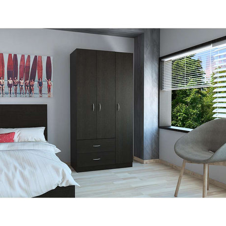 Closet Austral Wengue 90x180cm con 2 Cajones con 3 Entrepaños - Closets | Bylmo