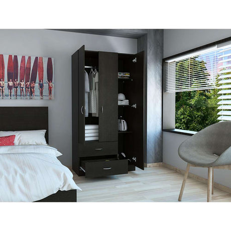 Closet Austral Wengue 90x180cm con 2 Cajones con 3 Entrepaños - Closets | Bylmo