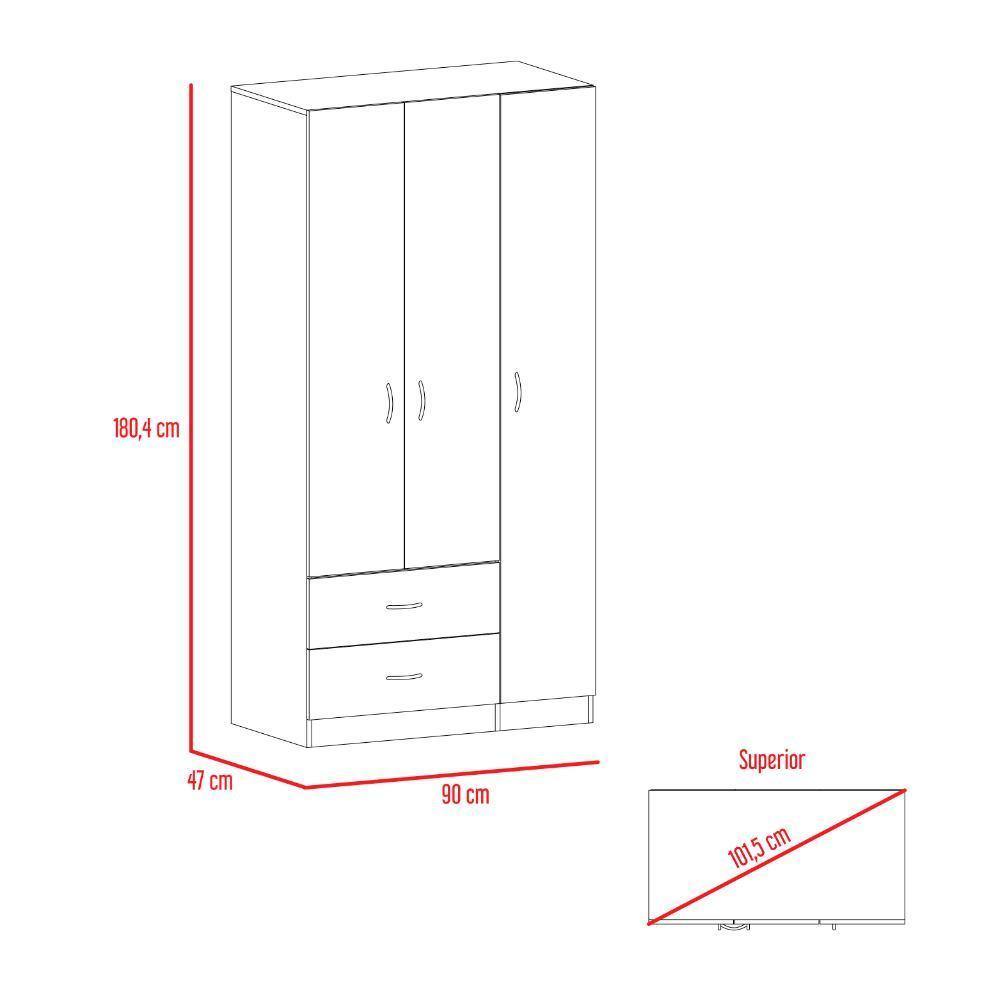 Closet Austral Duna 90x180cm con 2 Cajones con 3 Entrepaños - Closets | Bylmo