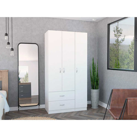 Closet Autral Blanco 90x180cm con 2 Cajones con 3 Entrepaños - Closets | Bylmo