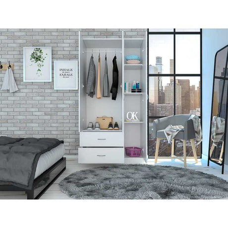 Closet Autral Blanco 90x180cm con 2 Cajones con 3 Entrepaños - Closets | Bylmo