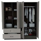 Closet Balton Carbón 160 cm con Espejos, Cuatro Puertas y Dos Cajones - Closets | Bylmo