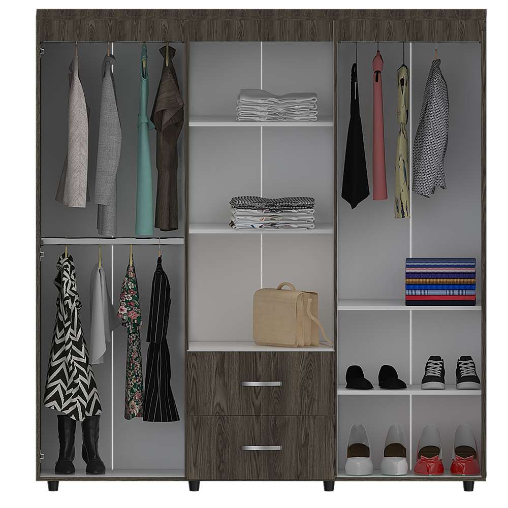 Closet Bariloche Milan 170x180cm con 2 Cajones con 5 Entrepaños - Closets | Bylmo