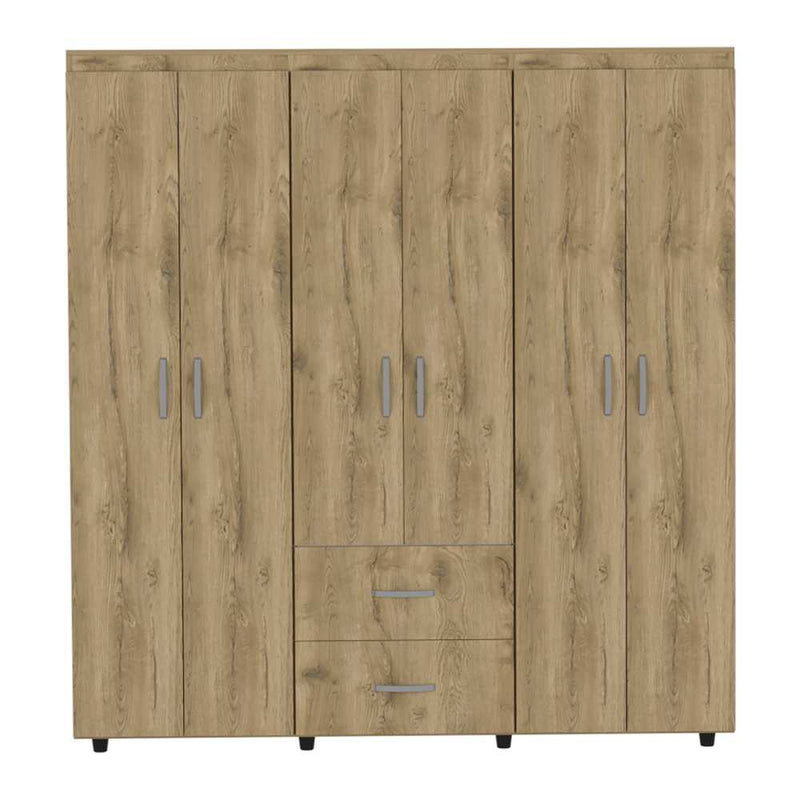 Closet Bariloche Macadamia 170 cm con Seis Puertas y Dos Cajones