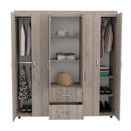 Closet Bariloche Ceniza 170 cm con Seis Puertas y Dos Cajones - Closets | Bylmo