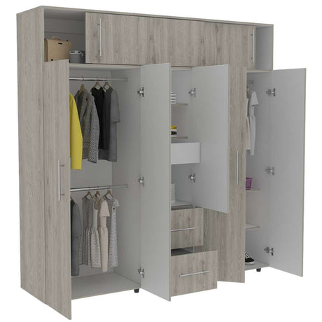 Closet Bigaf Gris Ceniza 200 cm con Siete Puertas y Tres Cajones - Closets | Bylmo