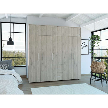 Closet Bigaf Gris Ceniza 200 cm con Siete Puertas y Tres Cajones - Closets | Bylmo