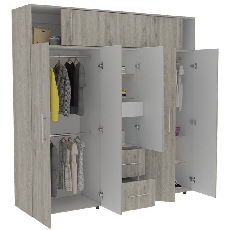 Closet Bigaf Ceniza 200 cm con Siete Puertas y Tres Cajones