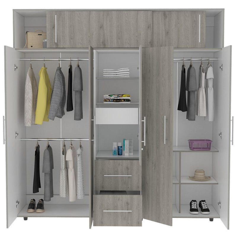 Closet Bigaf Ceniza 200 cm con Siete Puertas y Tres Cajones