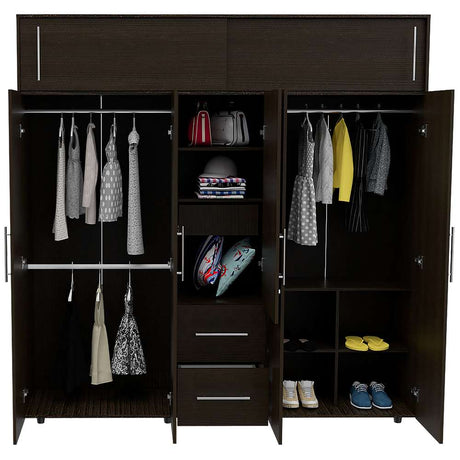 Closet Bigaf Wengue 200 cm con Siete Puertas y Tres Cajones - Closets | Bylmo