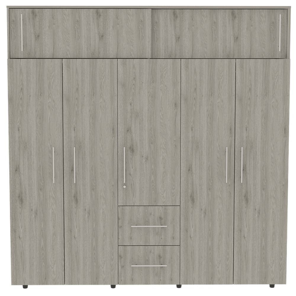 Closet Bigaf Plus Ceniza 200 cm con Siete Puertas y Tres Cajones - Closets | Bylmo