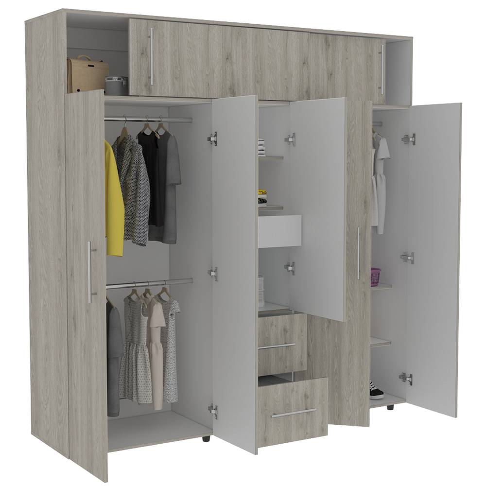 Closet Bigaf Plus Ceniza 200 cm con Siete Puertas y Tres Cajones - Closets | Bylmo