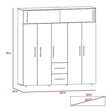 Closet Bigaf Caramelo 200 cm con Siete Puertas y Tres Cajones - Closets | Bylmo