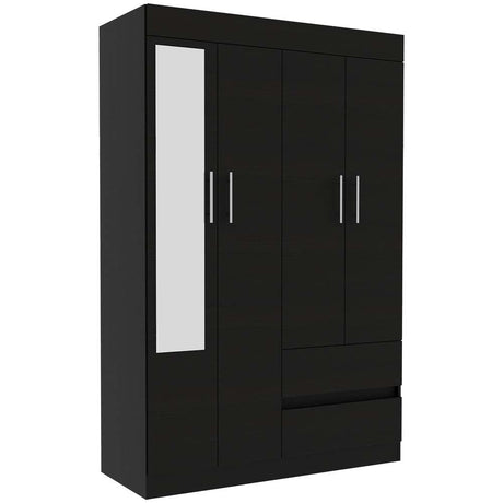 Closet Caoba Wengue 120 cm con Cuatro Puertas y Dos Cajones - Closets | Bylmo