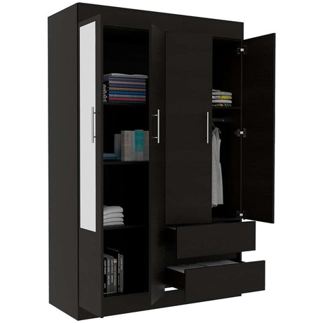 Closet Caoba Wengue 120 cm con Cuatro Puertas y Dos Cajones - Closets | Bylmo