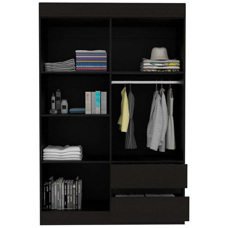 Closet Caoba Wengue 120 cm con Cuatro Puertas y Dos Cajones - Closets | Bylmo