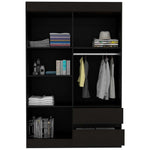 Closet Caoba Wengue 120 cm con Cuatro Puertas y Dos Cajones