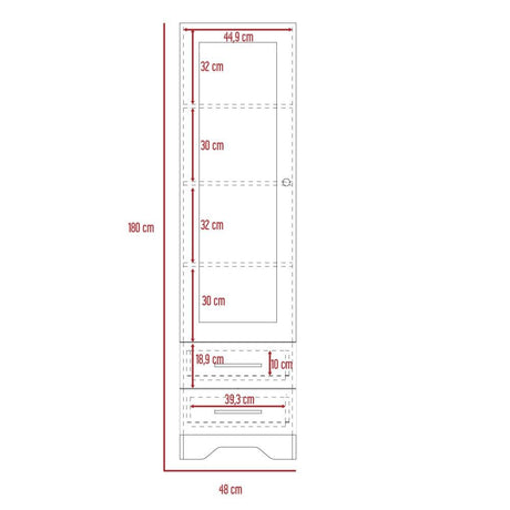 Closet Chic Duna 48 cm con Espejo, Una Puerta y Dos Cajones - Closets | Bylmo