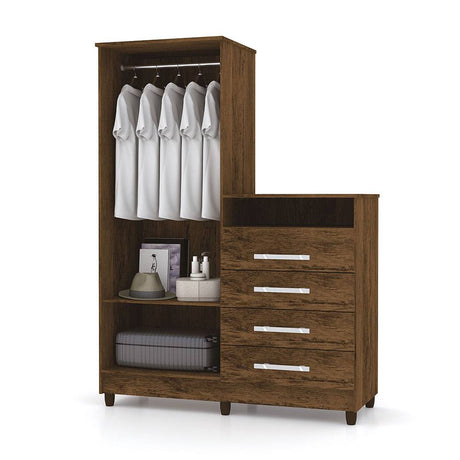 Cómoda Rauxa Cafe 121 cm con Cuatro Cajones y Dos Puertas con Cerradura - Cajoneras | Bylmo