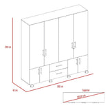 Closet Confort Cafe Expreso 200 cm con Ocho Puertas y Dos Cajones - Closets | Bylmo