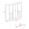 Closet Cooder Ceniza 180 cm con Cuatro Puertas y Seis Cajones
