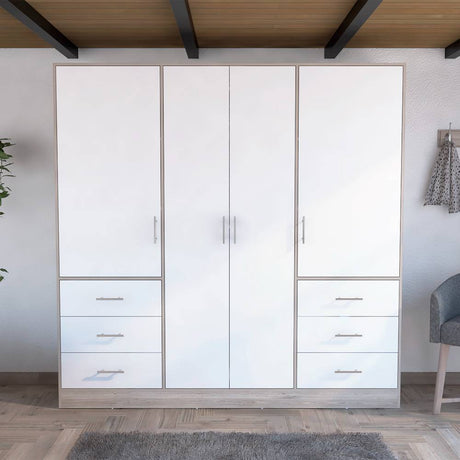 Closet Cooder Ceniza 200 cm con Cuatro Puertas y Seis Cajones - Closets | Bylmo
