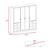 Closet Cooder Ceniza 200 cm con Cuatro Puertas y Seis Cajones
