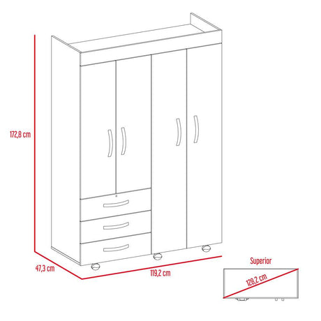 Closet Denver Wengue 119 cm con Cuatro Puertas y Dos Cajones - Closets | Bylmo