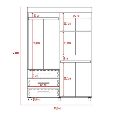 Closet Denver Wengue 119 cm con Cuatro Puertas y Dos Cajones - Closets | Bylmo