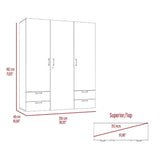 Closet Dominic Wengue 150 cm con Tres Puertas y Cuatro Cajones - Closets | Bylmo